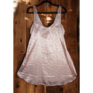 Lily of France Vintage Satin Nightgown L Pink Geometric Floral Print Sleepwear L